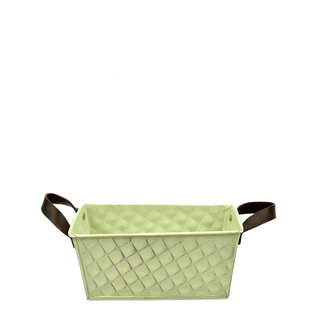 4A Pot de fleurs en zinc motif losange | Couleur : Vert | Hauteur 8,5 centimètres | Longueur 19,5 centimètres | Largeur 10,5 centimètres | Par 10 pots