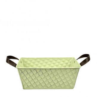 4A Bac à Plantes en Zinc Motif losange | Couleur : Vert | Hauteur 9,5 centimètres | Longueur 23 centimètres | Largeur 12,5 centimètres | Par 10 bacs