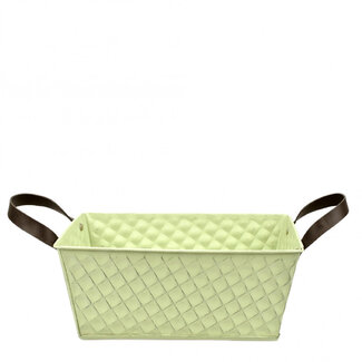 4A Zinken Bak Bloempot Plantenpot ruit motief | Kleur: Groen | Hoogte 11 centimeter | Lengte 26 centimeter | Breedte 13.5 centimeter | Per 10 bakken