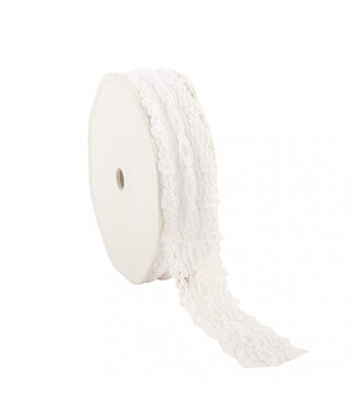 4A Natural White Lace Ribbon Flower Motif | Width 25 millimetres | Length 15 metres | Per piece