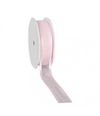 4A Lichtroze Organza Satijnen Lint | Breedte 25 millimeter | Lengte 25 meter | Per stuk