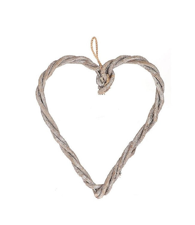 Twisted Twig Heart Pendant | Colour: Grey | Length 25 centimetres | Width 25 centimetres | Diameter 2 centimetres | Per 10 hearts