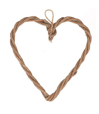 4A Twisted Twig Heart Pendant | Colour: Light Brown | Length 45 centimetres | Width 45 centimetres | Diameter 3 centimetres | Per 6 hearts