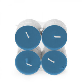 4A Geurkaars Maxi Theelicht “Sunrise” | Kleur: Blauw | Per 8 maxi theelichten