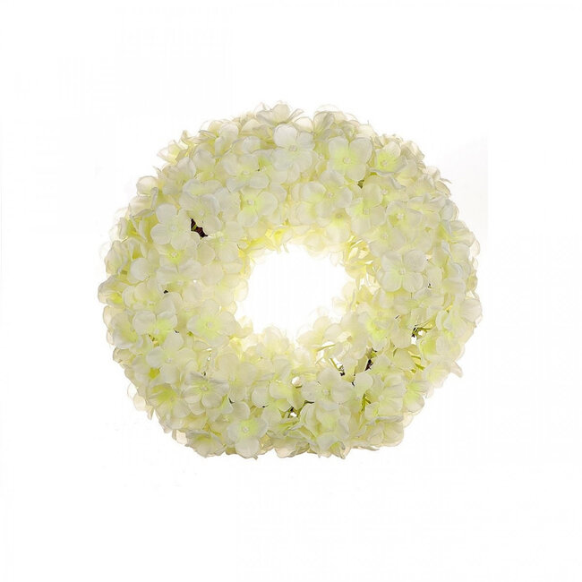 Couronne d'Hortensia en Soie | Couleur : Crème | Diamètre 30 centimètres | Par couronne