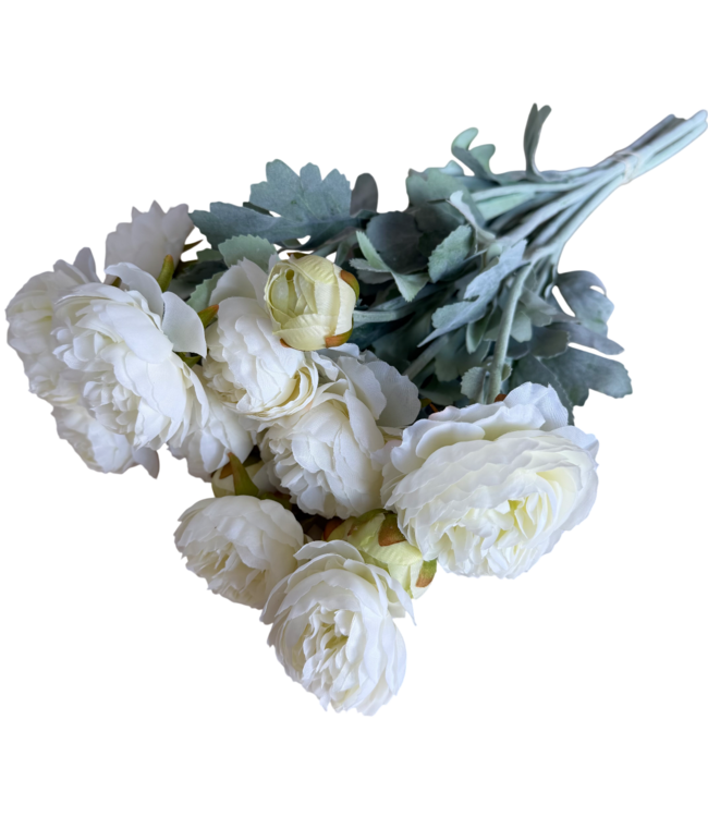 Bouquet of Artificial Ranunculus Flowers | Colour: White | Length: 50 centimetres | Per 5 flowers