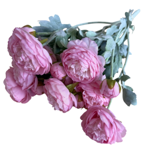 Dutch Dried Boeket Ranonkels Kunstbloemen | Kleur: Lichtroze | Lengte: 50 centimeter | Per 5 bloemen