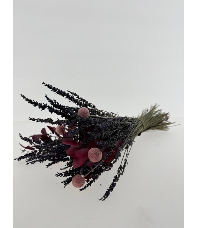 Bouquet de fleurs séchées "Spécialement pour toi" | Longueur ± 35 centimètres | Avec eucalyptus séché, lavande et craspédias roses