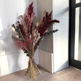 MyFlowers Boeket droogbloemen Andina | Lengte ± 50 centimeter | Met paarse en bordeauxrode droogbloemen