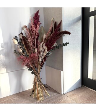 MyFlowers Bouquet de fleurs séchées Andina | Longueur ± 50 centimètres | Avec des fleurs séchées violettes et bordeaux