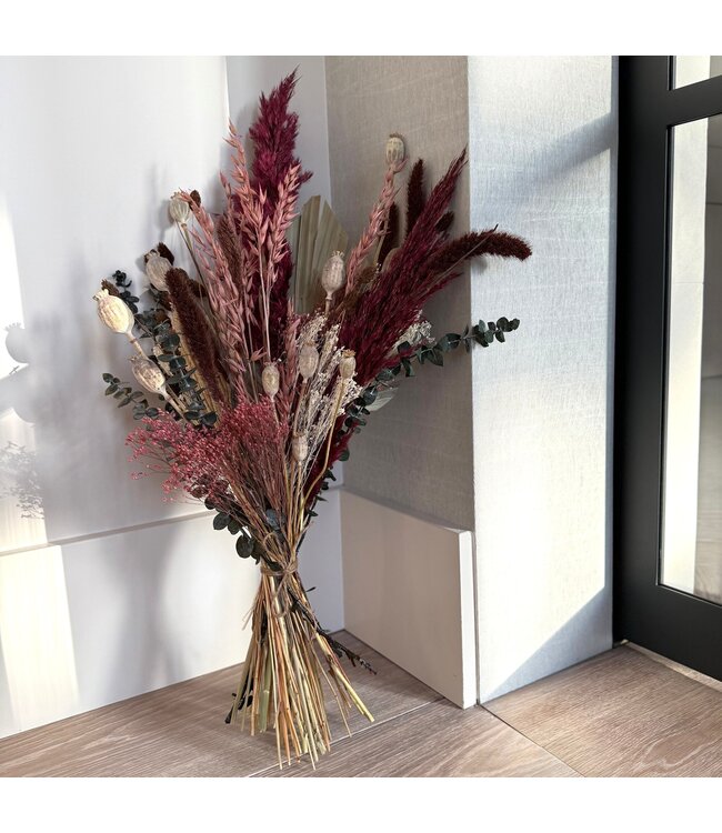 Bouquet de fleurs séchées Andina | Longueur ± 50 centimètres | Avec des fleurs séchées violettes et bordeaux