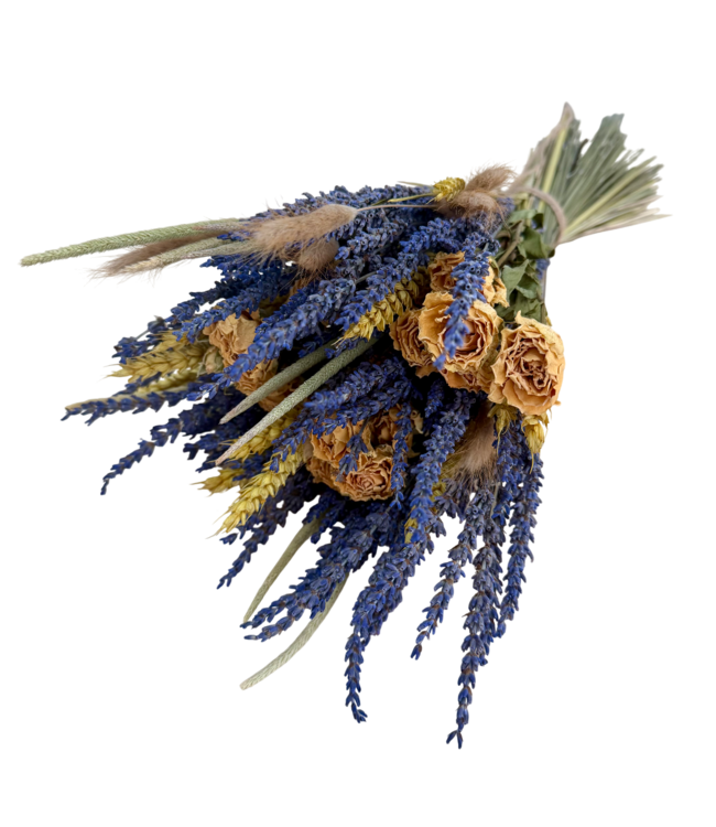 Bouquet de fleurs séchées Lavender Yellow | Longueur ± 35 centimètres | Avec lavande et fleurs séchées jaunes