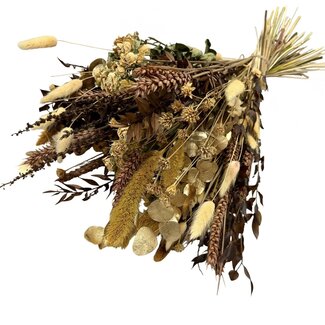 Dutch Dried Boeket droogbloemen Amber Glory | Lengte ± 60 centimeter | Met okergele en bruine droogbloemen