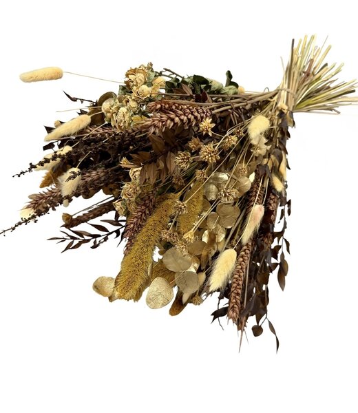 Dutch Dried Bouquet de fleurs séchées Amber Glory | Longueur ± 60 centimètres | Avec des fleurs séchées ocre jaune et brunes