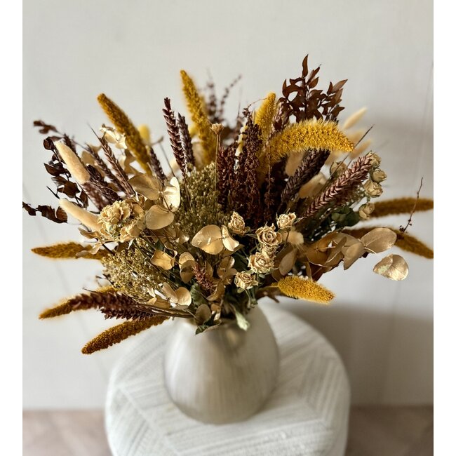 Amber Glory Dried Flower Bouquet | Length ± 60 centimetres | With ochre yellow and brown dried flowers