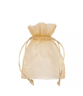 4A Organza Tasje | Kleur: Goudkleurig | Hoogte 9 centimeter | Breedte 12 centimeter | Per 10 tasjes
