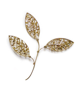 4A Lace Motif Decoration Pin 3 Leaves | Colour: Gold-coloured | Length 23 centimetres | Per pin