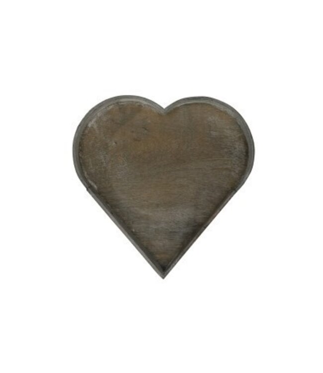 Plateau en bois en forme de cœur | Couleur : Gris | Diamètre 30 centimètres | Hauteur 3 centimètres | Par 4 plateaux