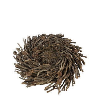 4A Houten Bloempot Plantenbak van Gedraaide Twijg | Kleur: Bruin | Diameter 33 centimeter | Hoogte 10 centimeter | Per bloempot