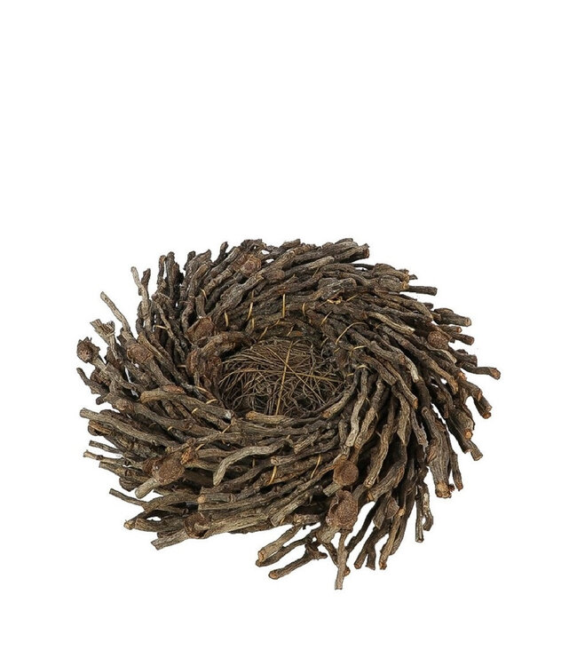 Wooden Flowerpot Planter Made of Twisted Twig | Colour: Brown | Diameter 33 centimetres | Height 10 centimetres | Per flowerpot