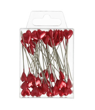 4A Épingles avec Bouton en Cœur | Couleur : Rouge | Diamètre 10 millimètres | Par 40 épingles