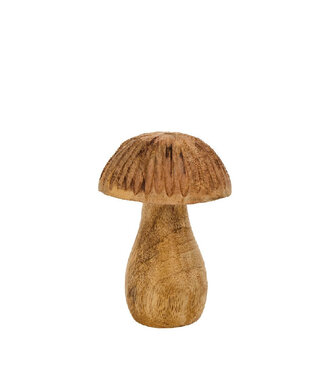 4A Décoration Suspendue Champignon en Bois | Couleur : Marron | Diamètre 8 centimètres | Longueur 11 centimètres | Par 6 champignons