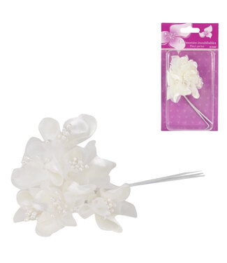 4A Decorative Flower | Colour: Natural White | Diameter 3 centimetres | Length 13 centimetres | Per 6 flowers