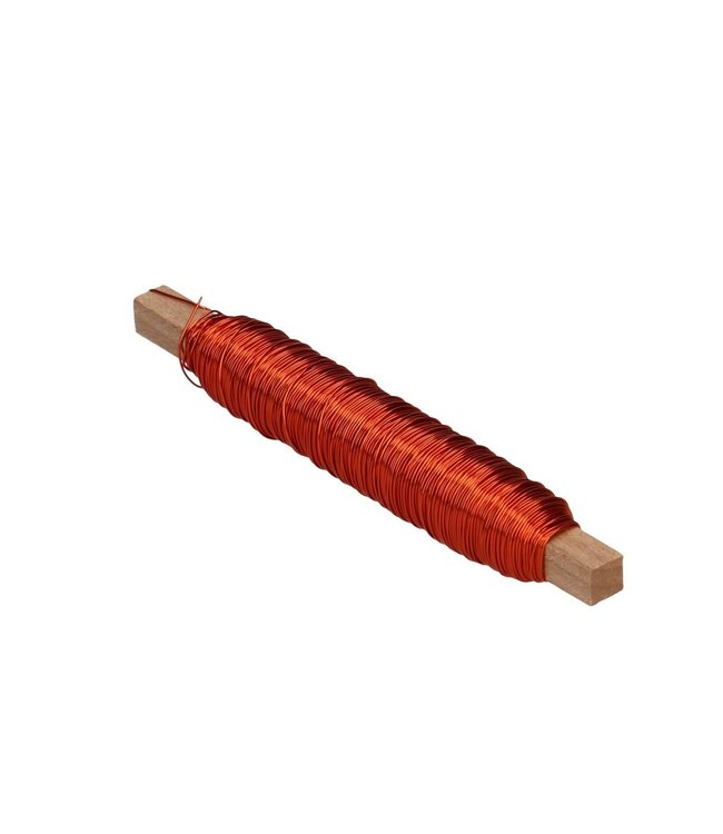 Fil de fleur laqué | Couleur : Orange | Diamètre 0,5 millimètre | Par 100 grammes