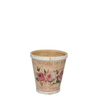 4A Pot de fleurs en bois "Histoire" | Couleur : Rose Blanc | Diamètre 13 centimètres | Hauteur 14 centimètres | Par 10 pots de fleurs