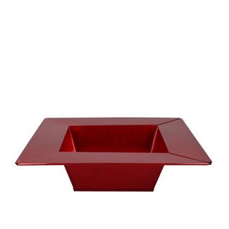 4A Zinken Schaal Bloempot Plantenpot | Kleur: Rood | Diameter 25 - 15 centimeter | Hoogte 7 centimeter | Per 10 schalen