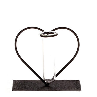 4A Glass Heart with Tube Vase | Colour: Grey | Length 14 centimetres | Width 6 centimetres | Height 13 centimetres | Per 12 hearts