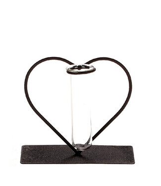 4A Glass Heart with Tube Vase | Colour: Grey | Length 14 centimetres | Width 6 centimetres | Height 13 centimetres | Per 12 hearts