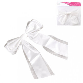 4A Strik Lint met Organza | Kleur: Naturelle Wit | Diameter 26 centimeter | Per 12 strikken