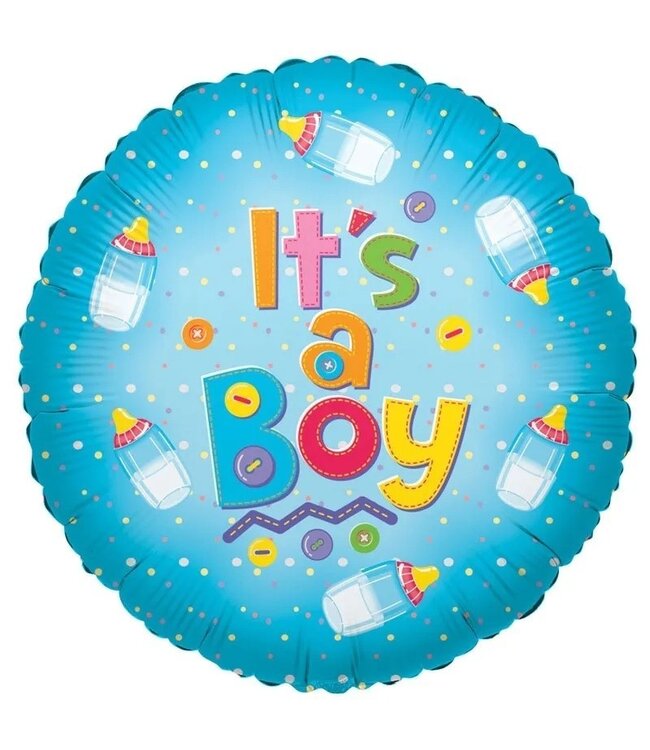 Fête ! Ballon "C'est un garçon" | Couleur : Bleu | Diamètre 45 centimètres | Par 10 ballons