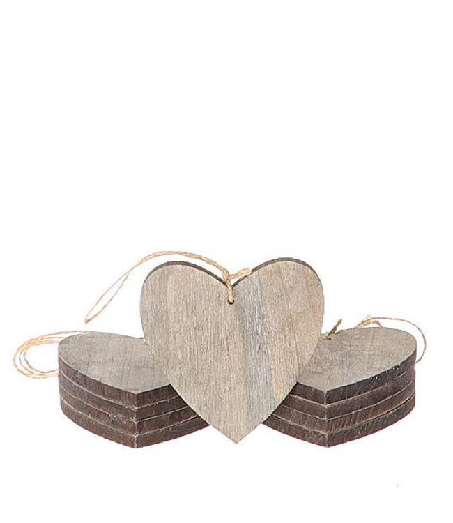 Décoration de Cœur en Bois | Couleur : Gris | Longueur 15 centimètres | Par 10 cœurs
