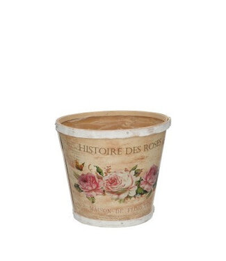 4A Wooden Flower Pot Planter "Histoire" | Colour: Pink White | Diameter 17 centimetres | Height 15 centimetres | Per 10 flower pots