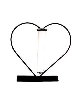4A Heart Frame with Tube Vase | Colour: Grey | Length 14 centimetres | Width 6 centimetres | Height 19.5 centimetres | Per 8 hearts