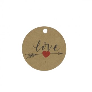 4A Labels “Love” | Kleur: Lichtbruin | Diameter 5 centimeter | Per 50 labels