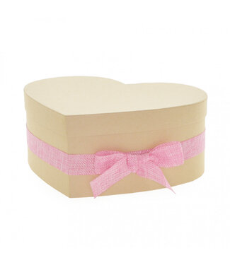 4A Doos Hartvorm met Strik | Kleur: Roze | Lengte 20 centimeter | Breedte 25 centimeter | Hoogte 10 centimeter | Per 6 dozen