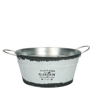 4A Bac à Plantes en Zinc Pot de Fleurs "Vince" | Couleur : Noir Blanc | Diamètre 22 centimètres | Hauteur 10 centimètres | Par 10 bacs