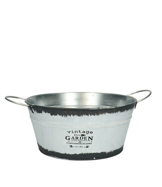 4A Zinktopf Blumentopf Pflanzentopf „Vince“ | Farbe: Schwarz Weiß | Durchmesser 22 Zentimeter | Höhe 10 Zentimeter | Pro 10 Töpfe