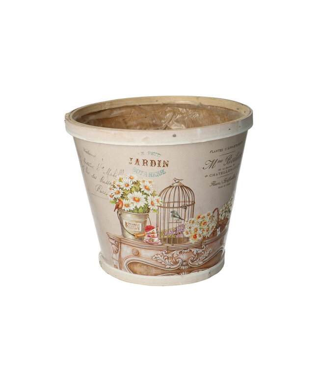 Wooden Flower Pot Planter "Birdcage" | Colour: Taupe | Diameter 17 centimetres | Height 15 centimetres | Per 10 flower pots