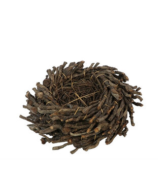 4A Pot de fleurs en bois en brindilles torsadées | Couleur : Marron | Diamètre 23 centimètres | Hauteur 6 centimètres | Par pot de fleurs