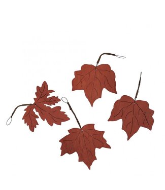 4A Wooden Autumn Leaf Hanging Decoration | Colour: Orange | Length 8 centimetres | Width 8 centimetres | Set of 4 hangers