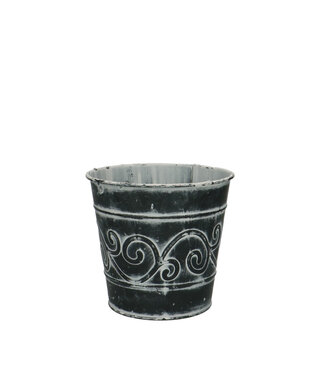 4A Zinc Flower Pot Planter "Baroque" | Colour: Grey | Diameter 13 centimetres | Height 12 centimetres | Per 10 flower pots