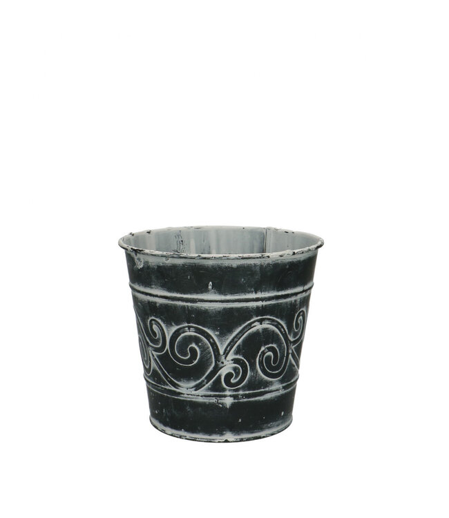 Zinc Flower Pot Planter "Baroque" | Colour: Grey | Diameter 13 centimetres | Height 12 centimetres | Per 10 flower pots