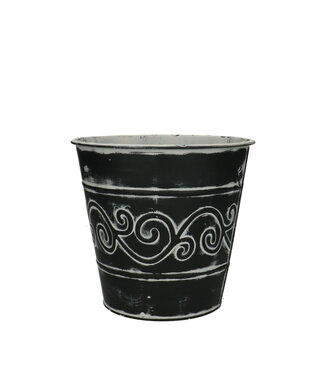 4A Zinc Flower Pot Planter "Baroque" | Colour: Grey | Diameter 16 centimetres | Height 15 centimetres | Per 10 flower pots