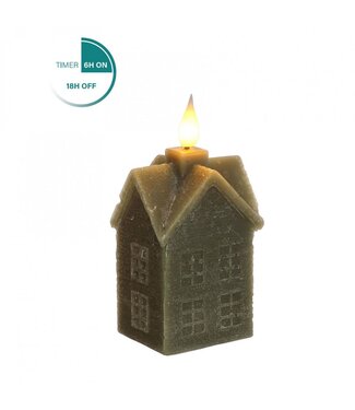 4A LED Candle House of Wax | Colour: Dark Green | Length 6 centimetres | Width 5 centimetres | Height 12 centimetres | Per 6 candles