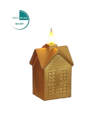 4A LED Candle House of Wax | Colour: Gold-coloured | Length 6 centimetres | Width 5 centimetres | Height 12 centimetres | Per 6 candles