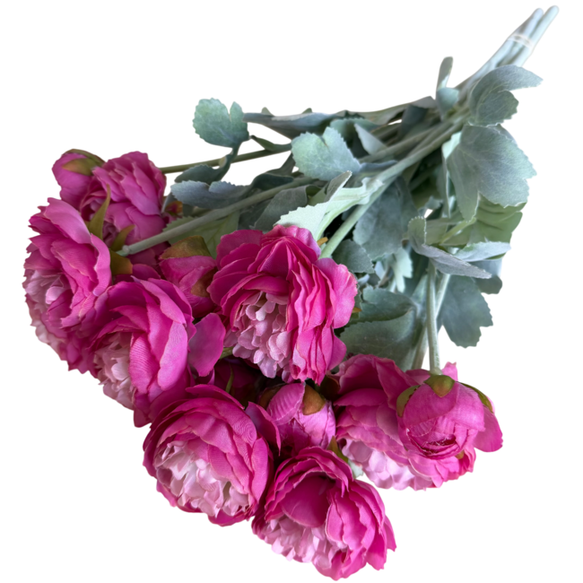 Bouquet de Renoncules Fleurs Artificielles | Couleur : Rose foncé | Longueur : 50 centimètres | Par 5 fleurs